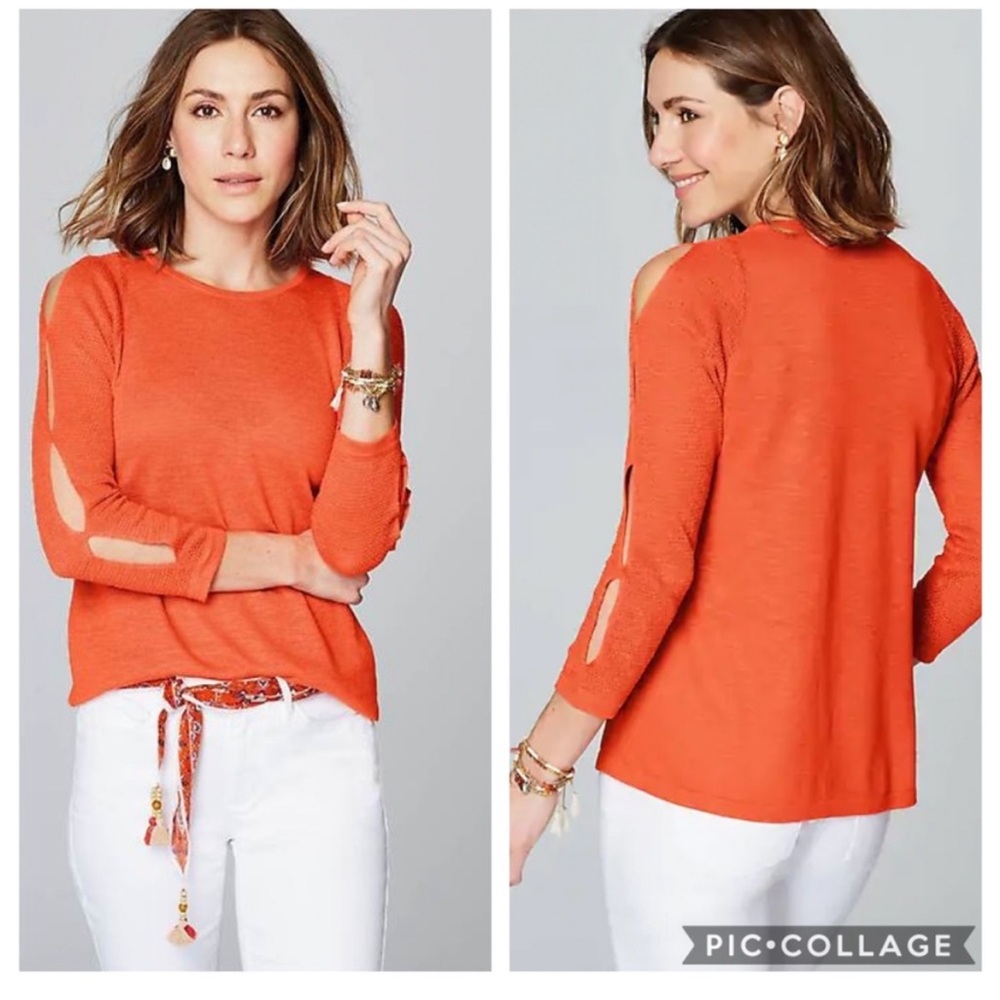 J. Jill orange linen sweater